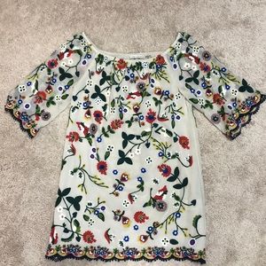Alice and Olivia embroidered off shoulder dress